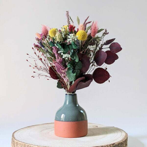 Bouquet de fleurs séchées & stabilisées avec son vase en céramique, Rachel 5