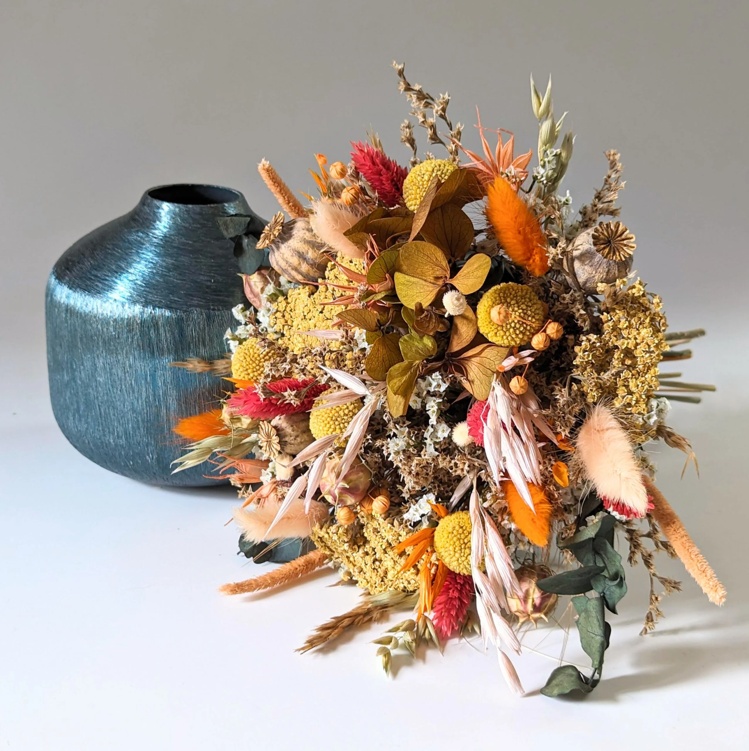 Bouquet de fleurs naturelles séchées et stabilisées couleurs chaudes, Victoire – Image 2