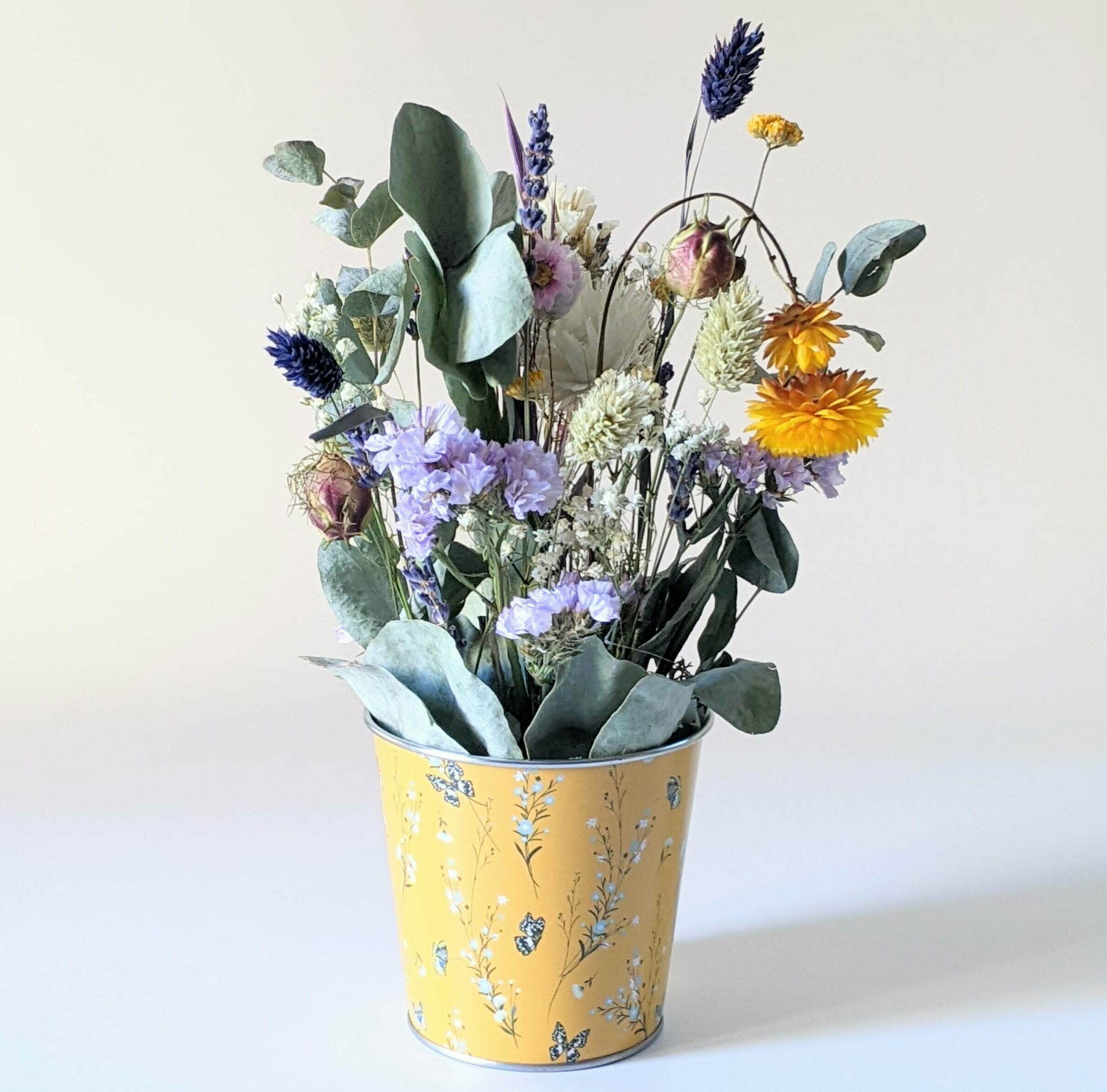 Petit pot fleuri de Fleurs séchées Célosie x Achillée - Composition fleurs