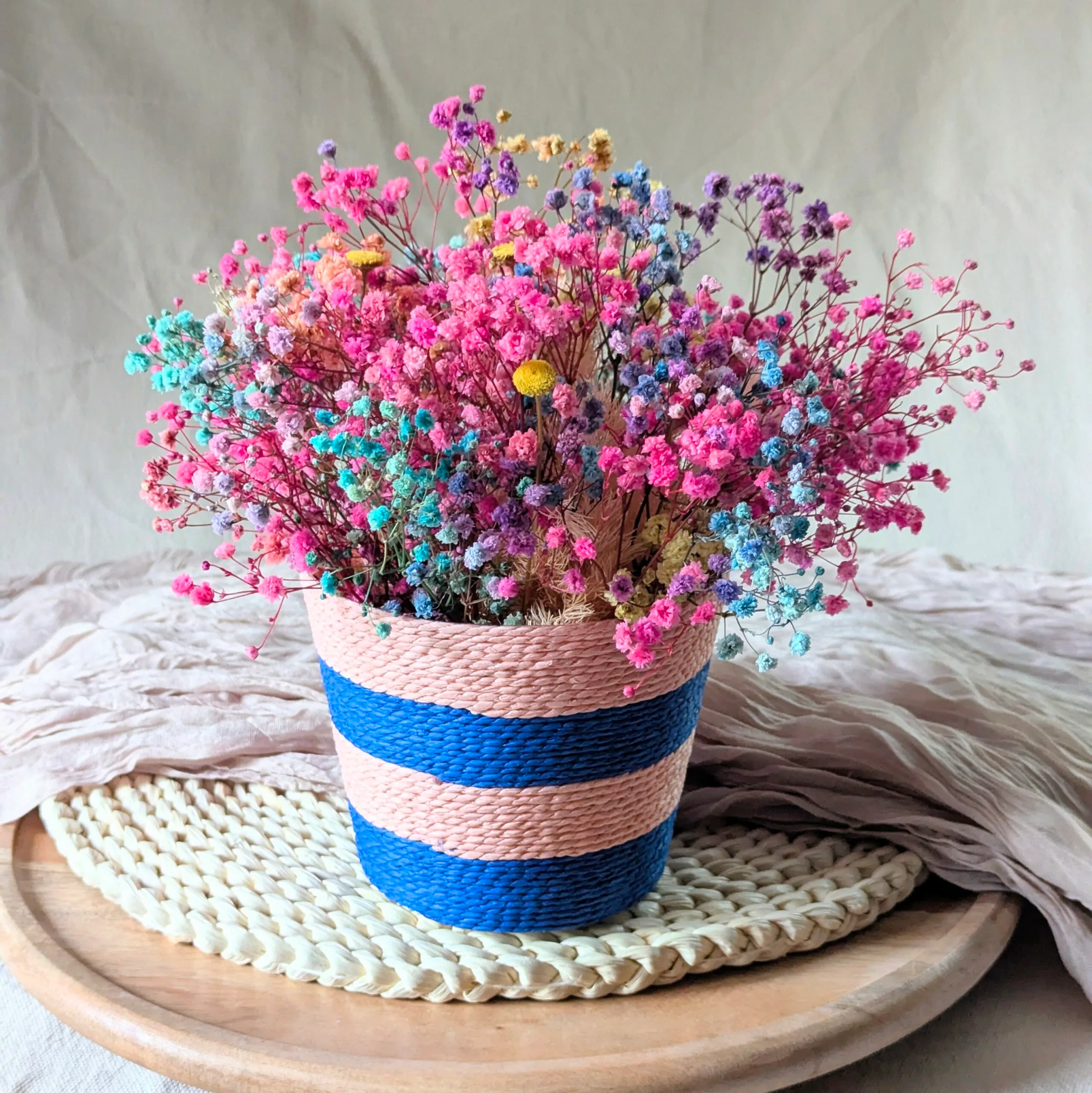 Composition artisanale en gypsophile stabilisé pour décoration d'intérieur, Pepeta