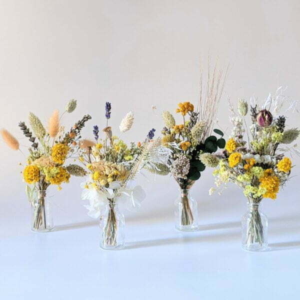 Mini bouquet de fleurs séchées pour décoration de table évènementielle, Amarillo