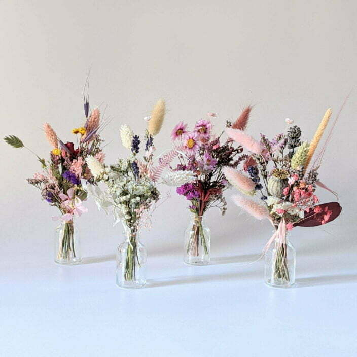 Mini bouquet de fleurs séchées pour décoration de table évènementielle, Rosae