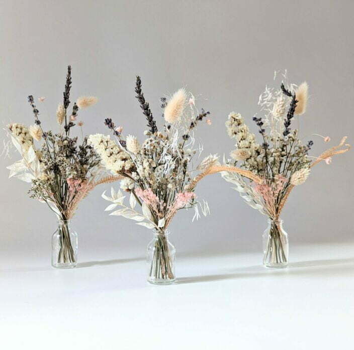 Mini bouquet de fleurs séchées pour décoration de table évènementielle, Rosae