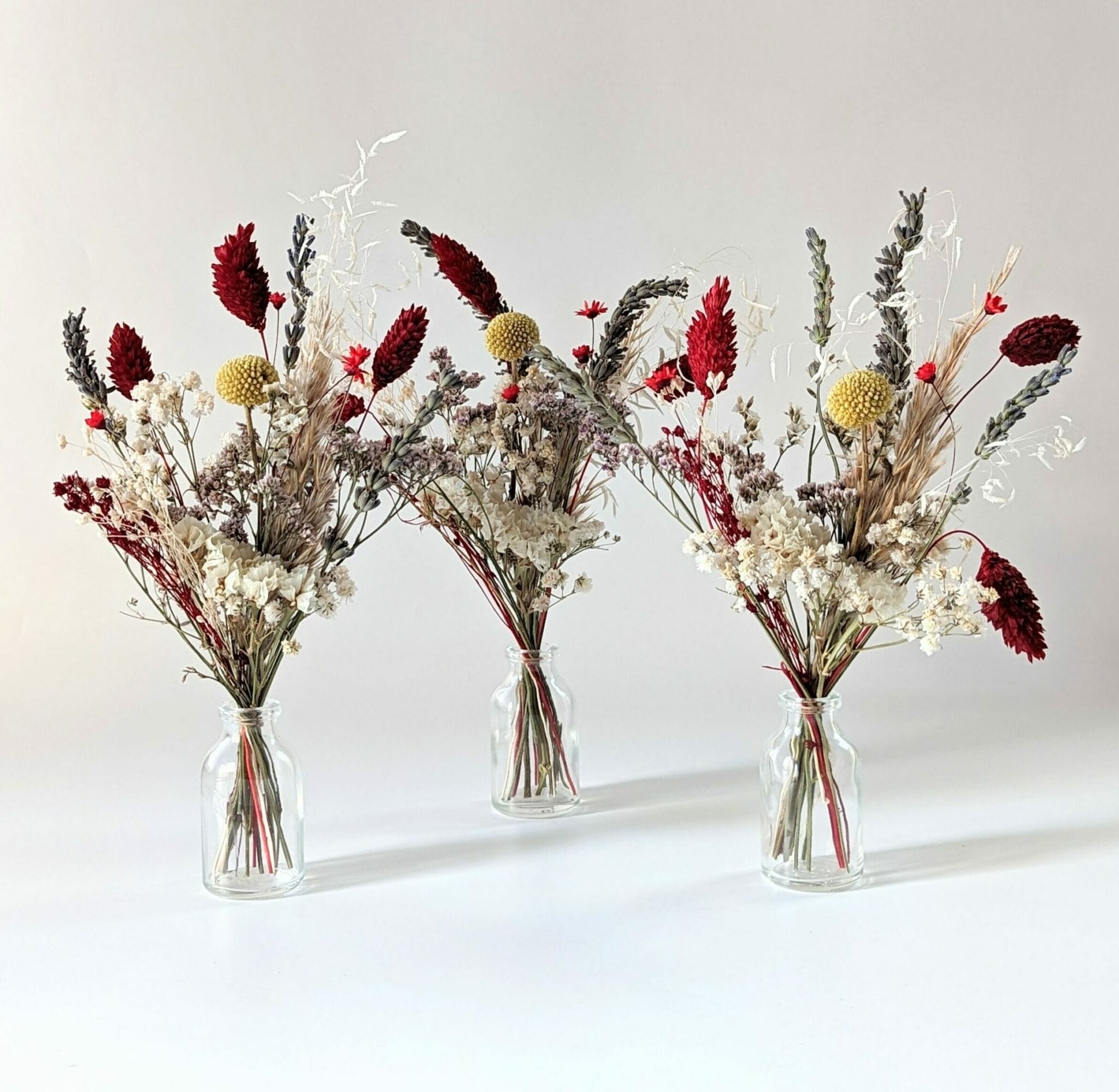 60 Pcs 16 Pouces Fleurs Séchées pour Vase Mini Boule Pin Fleurs Blanc