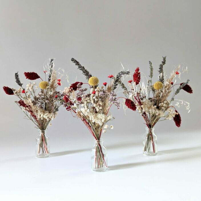 Mini bouquet de fleurs séchées pour décoration de table évènementielle, Sangre