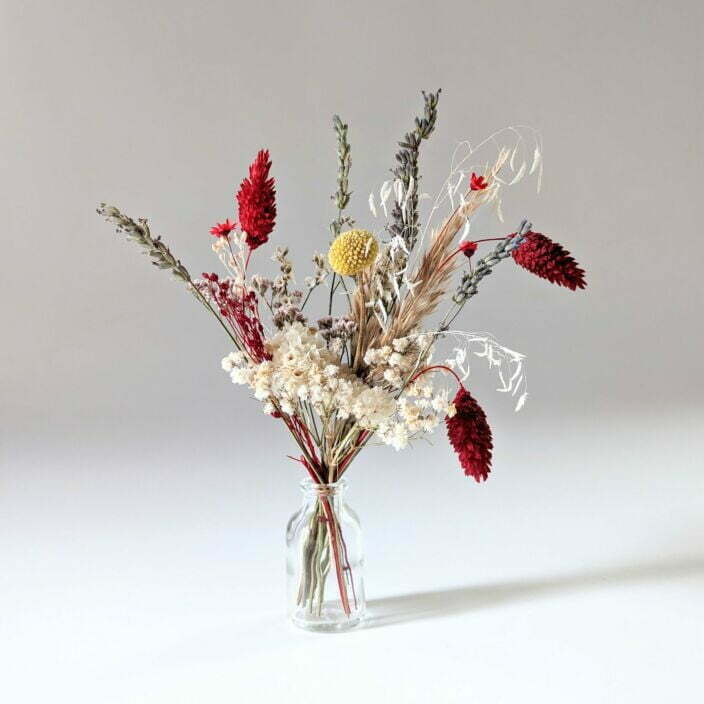 Mini bouquet de fleurs séchées pour décoration de table évènementielle, Sangre 2