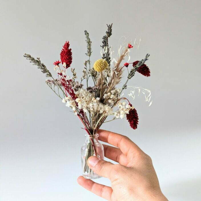 Mini bouquet de fleurs séchées pour décoration de table évènementielle, Sangre 3