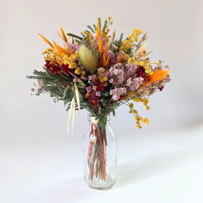 Petit bouquet de fleurs séchées et stabilisées pour décoration d’intérieur branchée, Pumpkin – Image 3