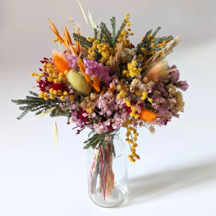 Petit bouquet de fleurs séchées et stabilisées pour décoration d’intérieur branchée, Pumpkin – Image 2