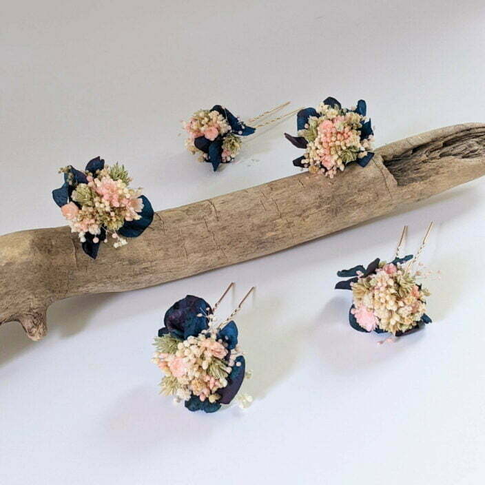 Épingle à cheveux ornée de fleurs séchées & fleurs stabilisées, Mona 4