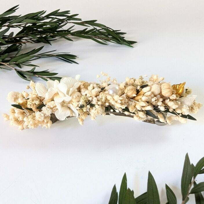 Barrette à cheveux fleurie pour coiffure de mariage en fleurs stabilisées, Virginie 3