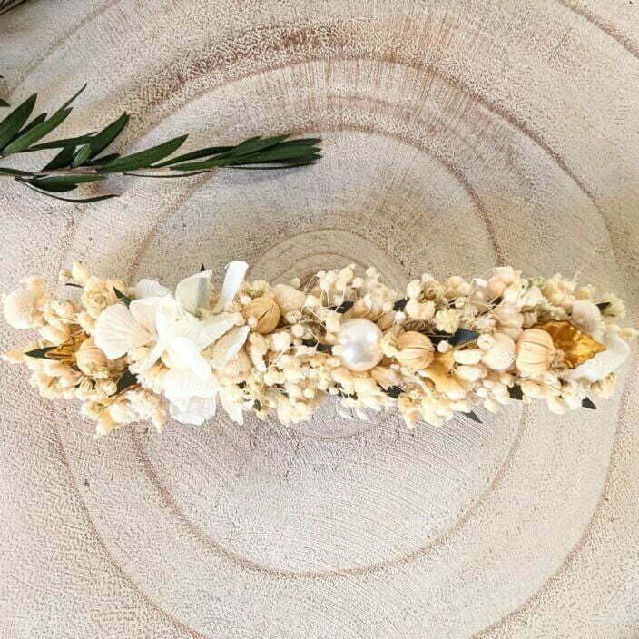 Barrette à cheveux fleurie pour coiffure de mariage en fleurs stabilisées, Virginie 2
