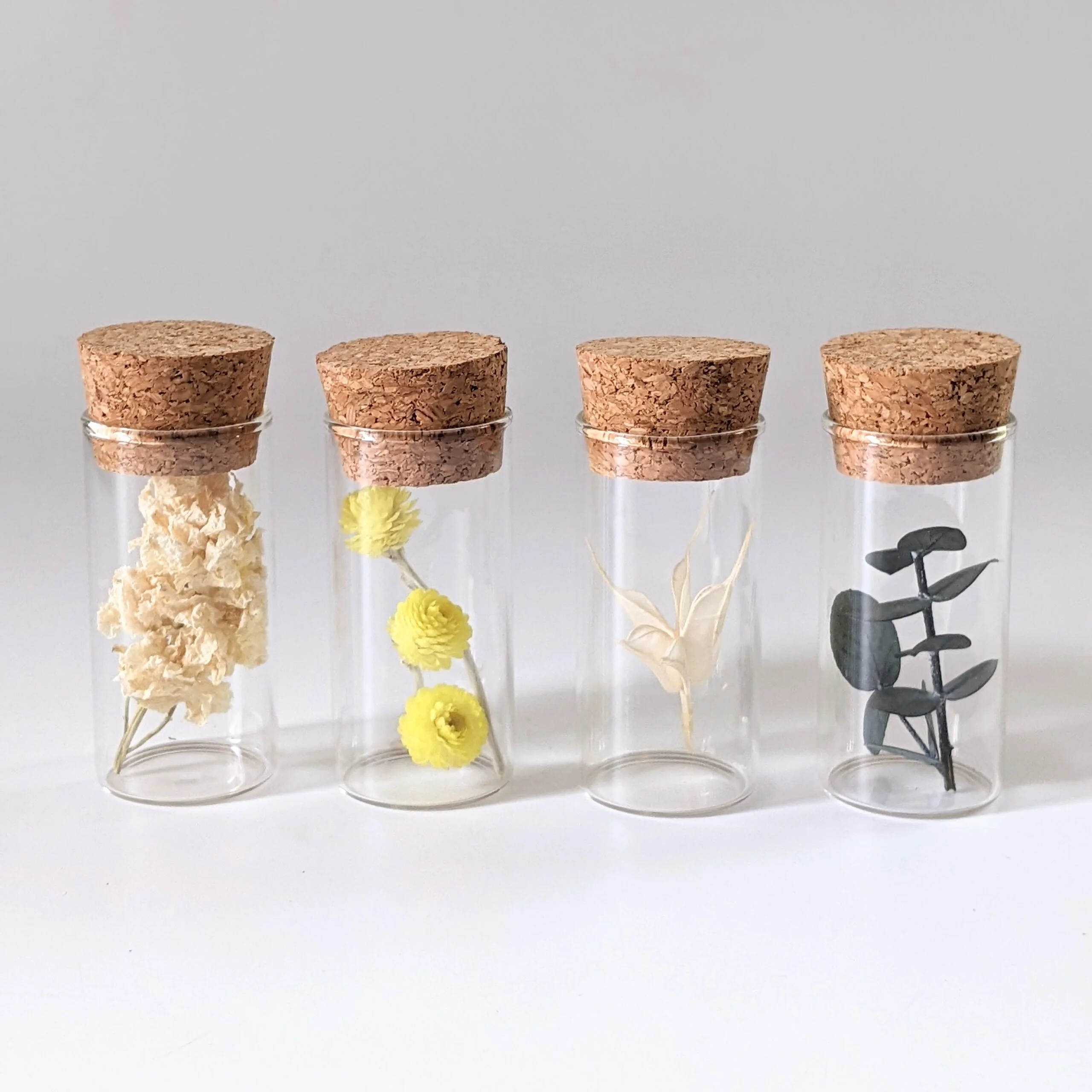 Lot de 4 mini fioles de fleurs séchées et stabilisées, Charmes – Image 3