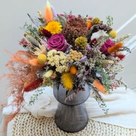 Bouquet de fleurs séchées aux couleurs automnales, Ginger