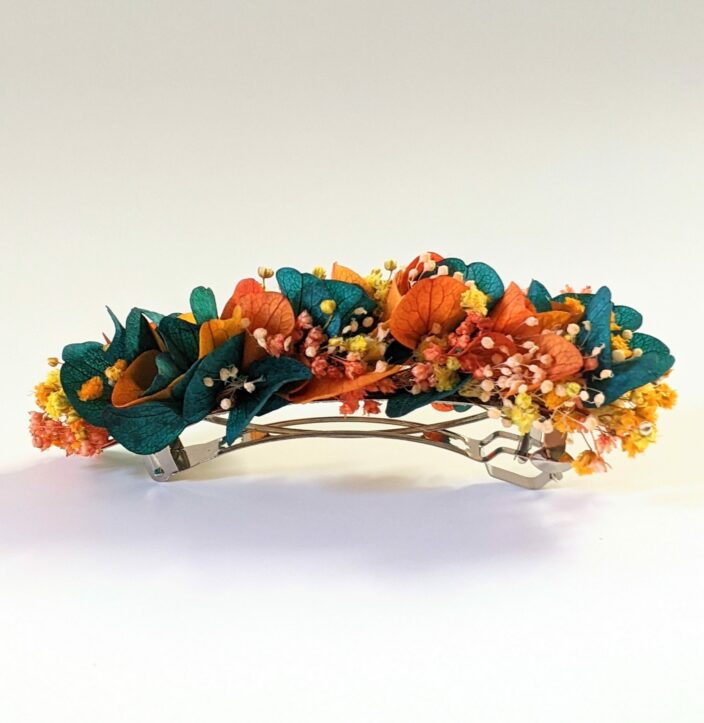 Barrette à cheveux fleurie pour coiffure de mariage en fleurs stabilisées, Nila 3