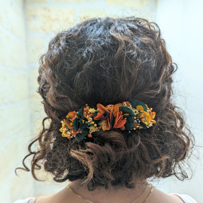 Barrette à cheveux fleurie pour coiffure de mariage en fleurs stabilisées, Nila 4