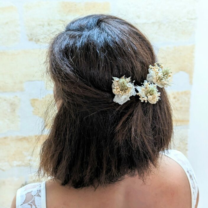 Épingle à cheveux ornée de fleurs séchées & fleurs stabilisées, Luna 4