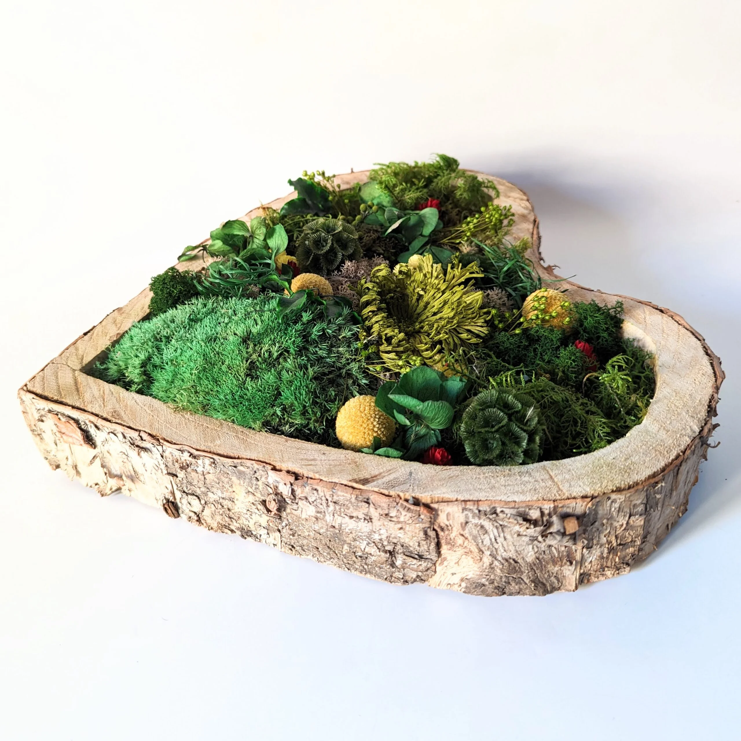 Tableau végétal en forme de coeur et fleurs stabilisées, Gaia – Image 3