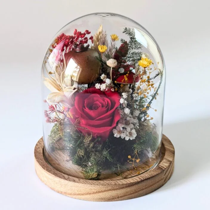 Cloche enchantée magie florale avec fleurs séchées et stabilisées, Fairy – Image 2