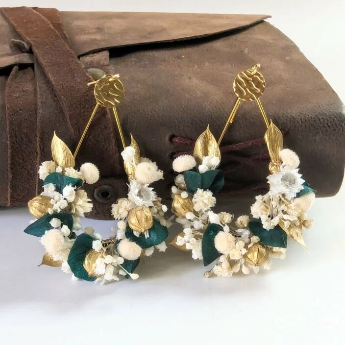 Boucles d'oreilles goutte en fleurs stabilisées, Aurore – Image 3