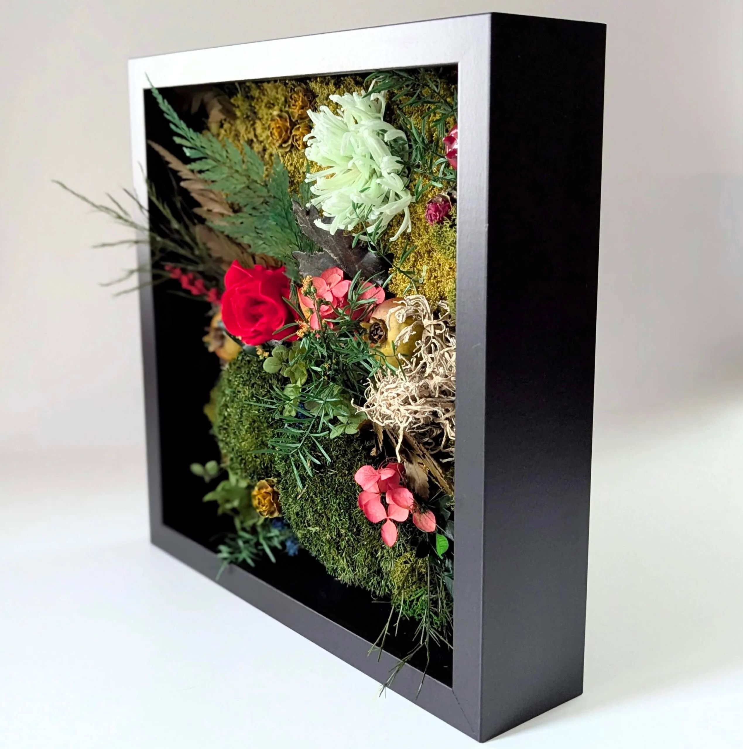 Tableau végétal en fleurs et plantes naturelles stabilisées, Jardin Éternel – Image 4