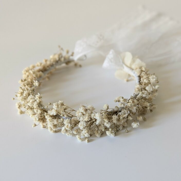 Demi-couronne de cheveux en gypsophile stabilisée blanc ivoire, Alma – Image 3