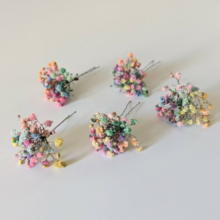 Épingle à cheveux ornée de gypsophile stabilisée multicolore, Felicia