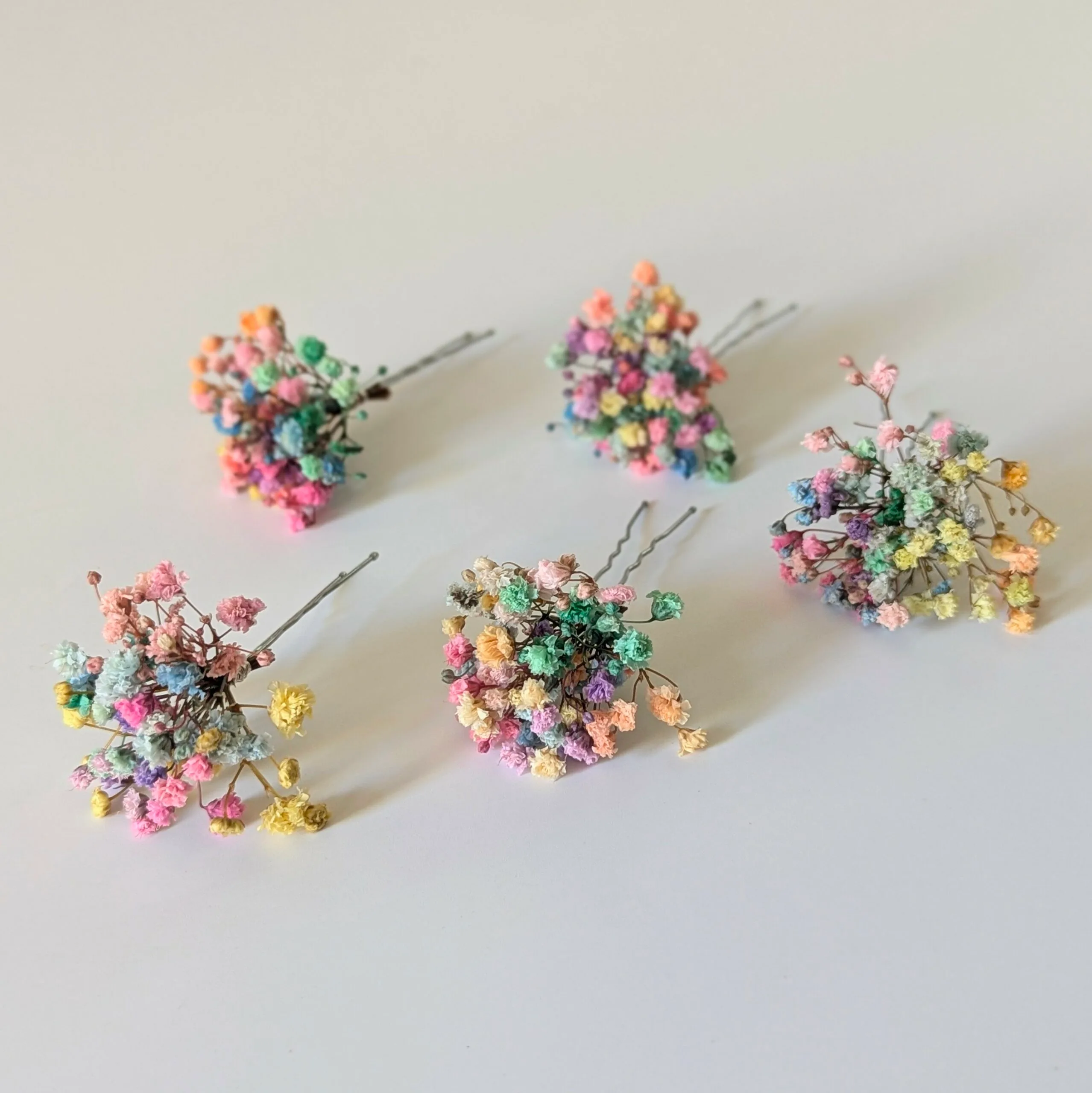 Épingle à cheveux ornée de gypsophile stabilisée multicolore, Felicia