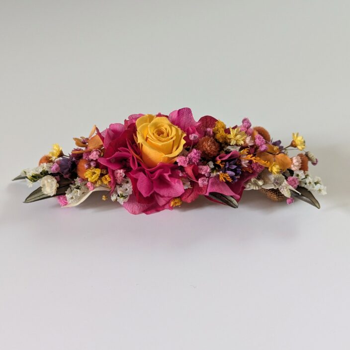 Peigne à cheveux fleuri pour coiffure de mariage en fleurs stabilisées, Diane – Image 3