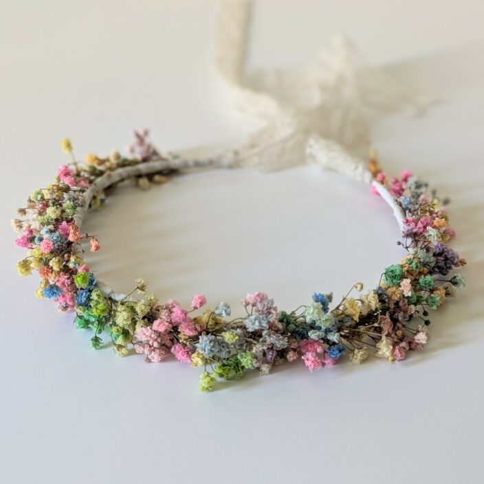 Demi-couronne de cheveux gypsophile stabilisée multicolore, Felicia – Image 4