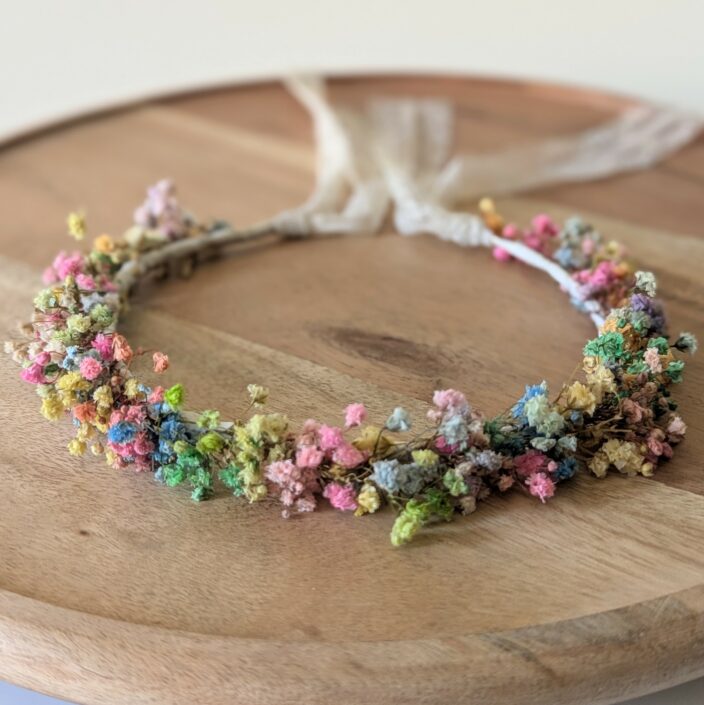 Demi-couronne de cheveux gypsophile stabilisée multicolore, Felicia – Image 3