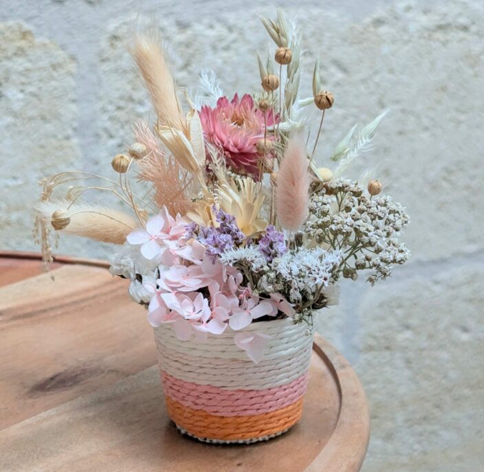 Mini panier de fleurs séchées, décoration bohème et naturelle, Léonie