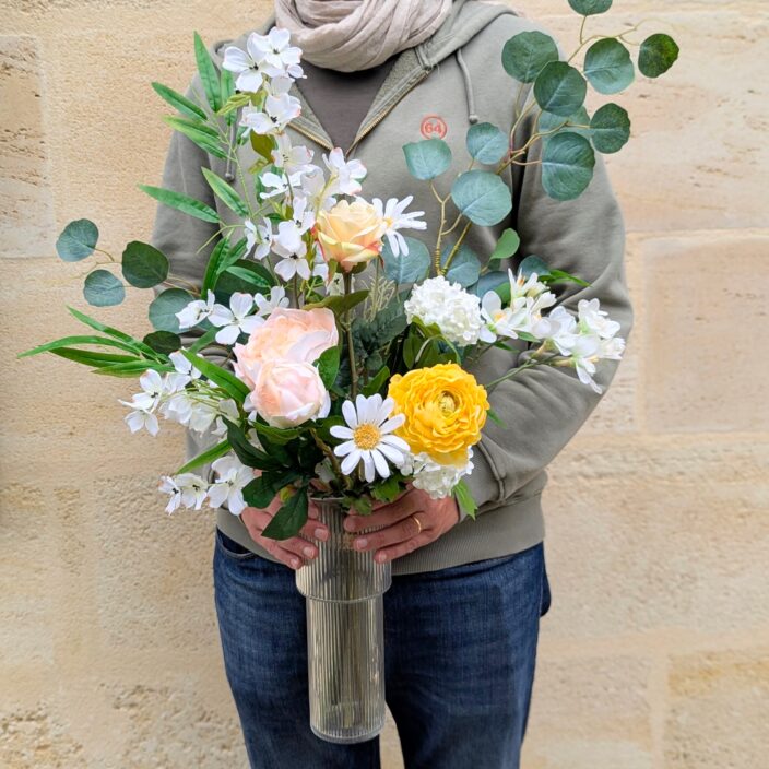 Bouquet de fleurs artificielles haut de gamme aux couleurs pastel, Joséphine – Image 4