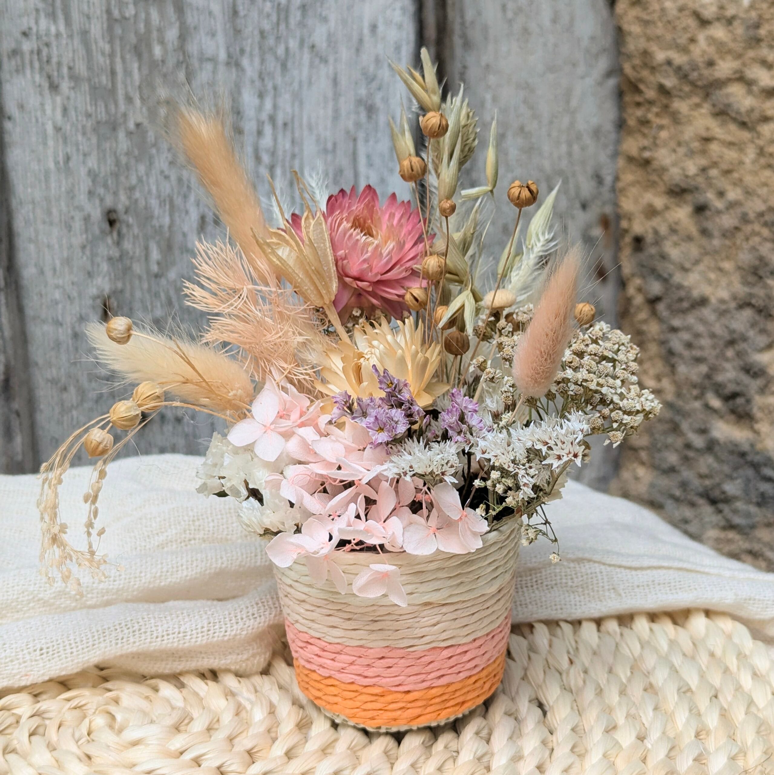 Mini panier de fleurs séchées, décoration bohème et naturelle, Léonie – Image 3