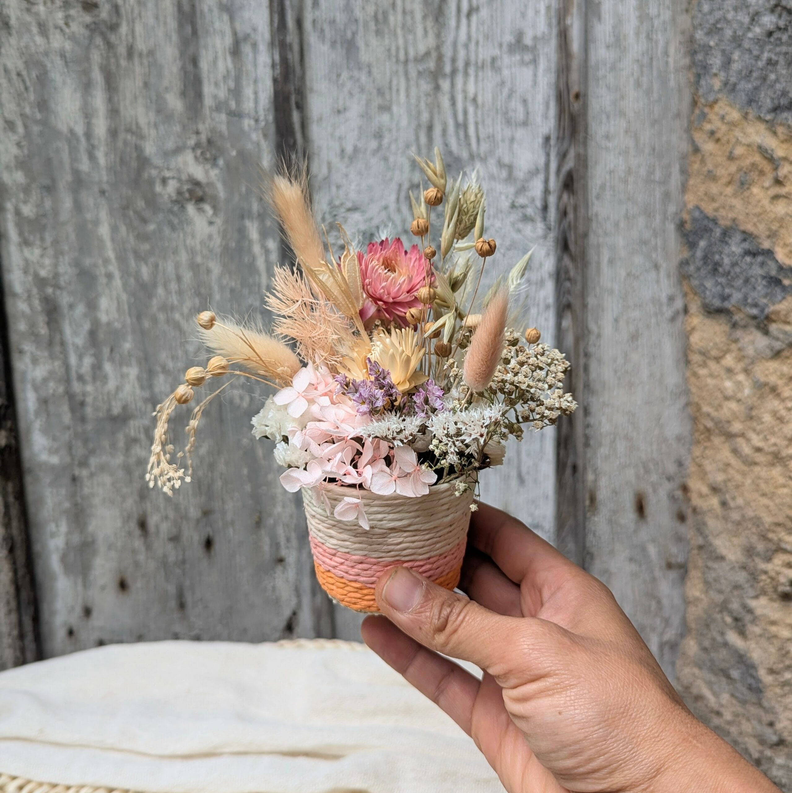 Mini panier de fleurs séchées, décoration bohème et naturelle, Léonie – Image 2