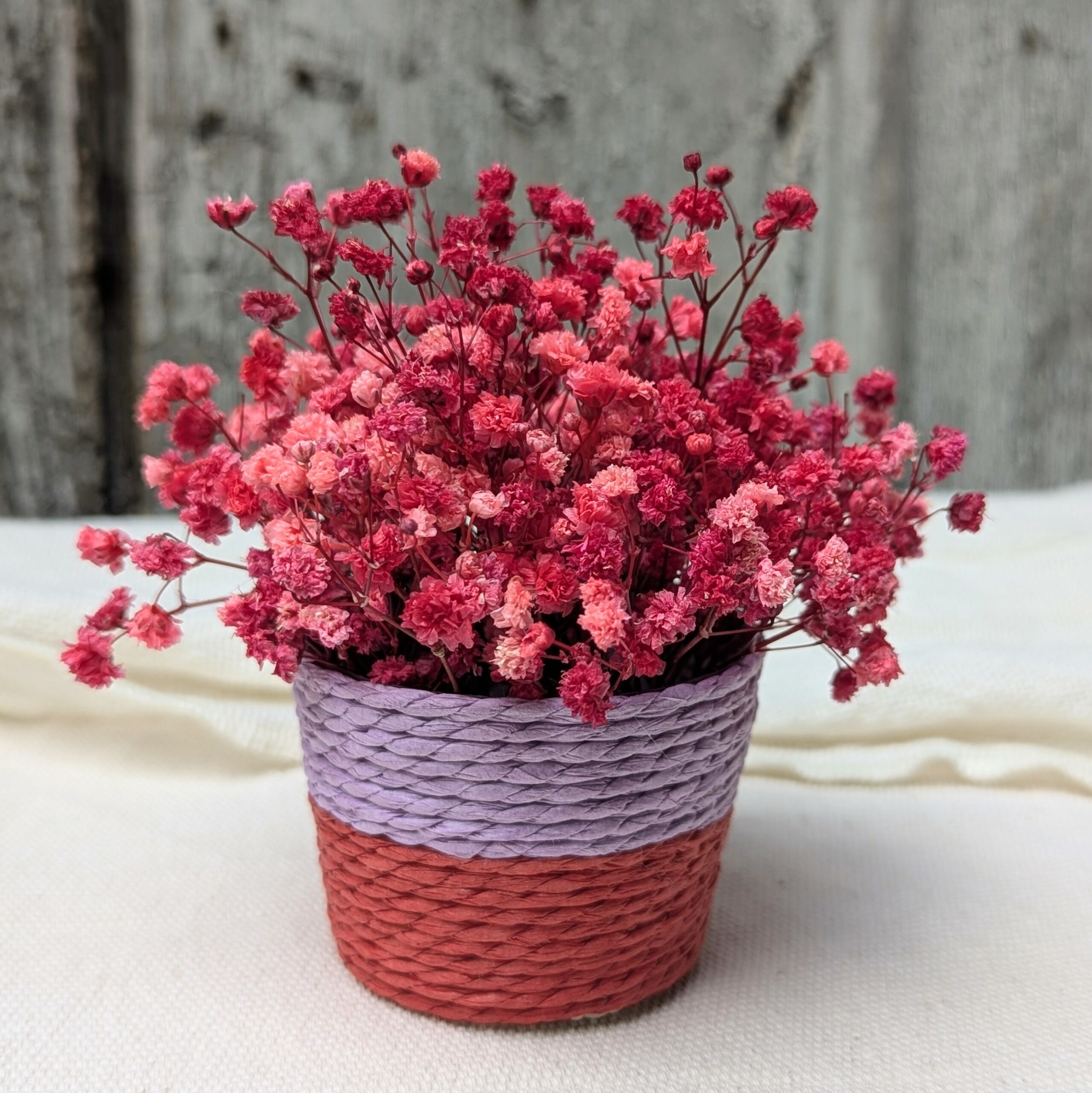 Mini panier en gypsophile stabilisé rouge fuchsia, Roséa – Image 3