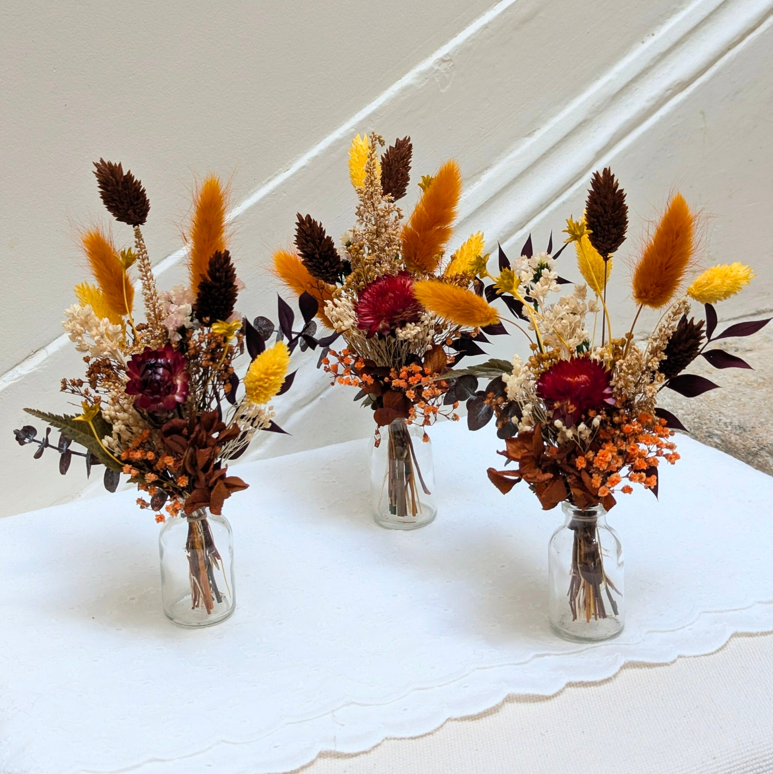 Mini bouquet de fleurs séchées pour décoration de table évènementielle, Margaux
