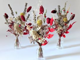 Mini bouquet de fleurs séchées pour décoration de table évènementielle Sangre par Flora Paris