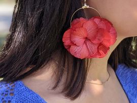 Boucles d’oreilles créoles en fleurs stabilisées Katy par Flora Paris
